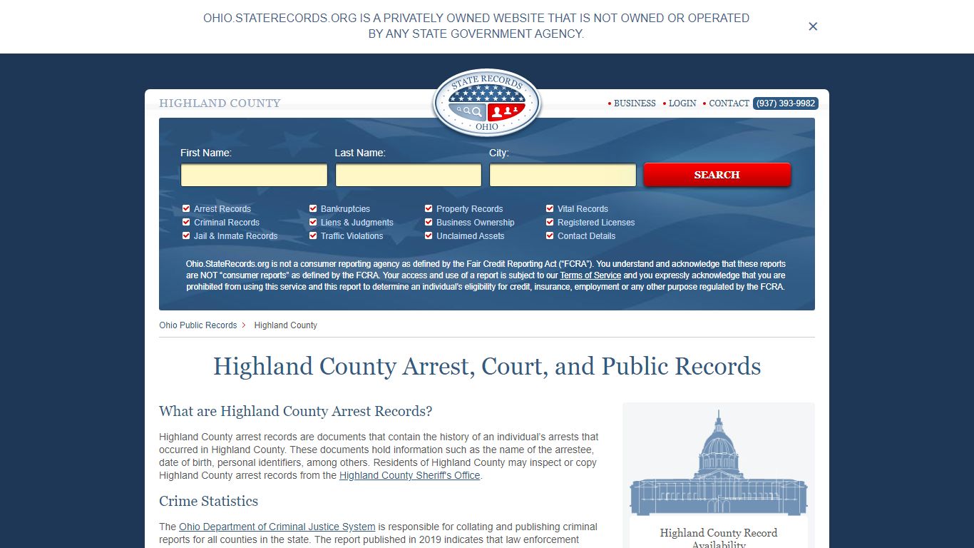 Highland County Arrest, Court, and Public Records